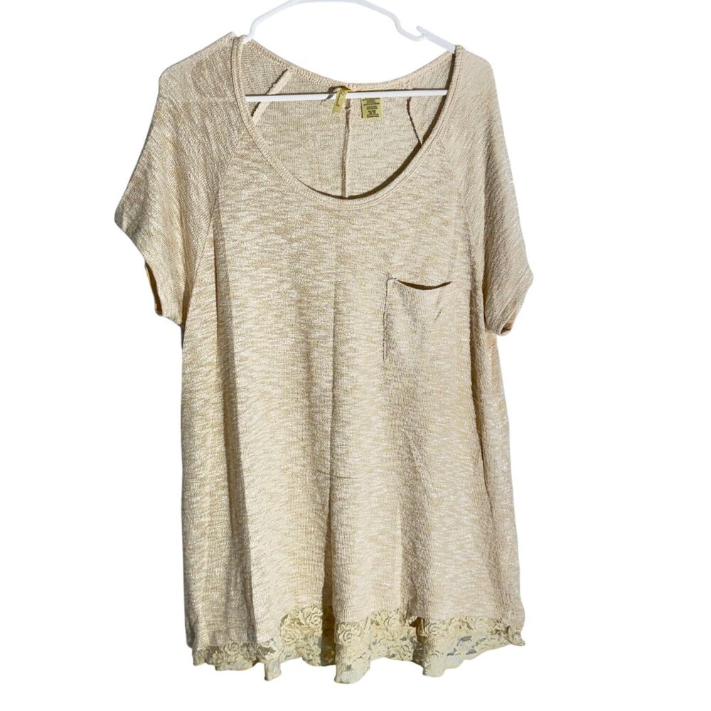 Cream Knit Scoop-Neck Tunic Top  XXL